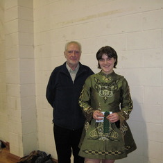 Dad with Kira at Irish Dance competition