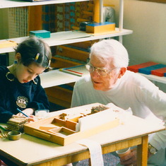 Chandler and Robert at her Montessori School 1996