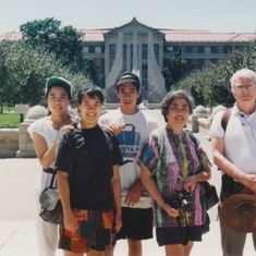 Patricia, Teresa, Geoffrey, Joanie, and Bob at Purdue University around 1993