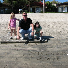 Tiff and Talia searching for Jellyfish with Grampa Bob at Mission Bay 2007