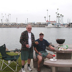 Pappy and Jay cooking out at the Oceanside Harbor