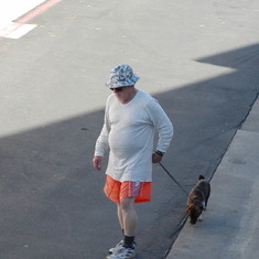 Pappy and Merlin on their daily walk.