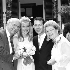 Bob and Aline with Blair and Enrico on their wedding day, Sydney, 2000