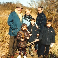 Bob with Claire, Anthony, Bradley, Thomas & Beatrice during a walk on the Broads