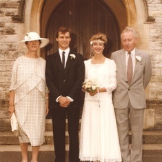 Doreen, Anthony, Claire and Bob at Claire & Anthony's wedding, 1985