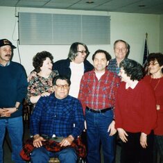 Bob, Sue, Fred, Dale, Jim, Ike, Mom, Shirley at Bob's 50th birthday party