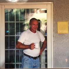 Dad with his favorite cup of coffee