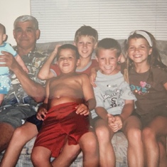 Grandpa with his grandkids (Emma, Matt, Tyler, Ryan, Sarah)