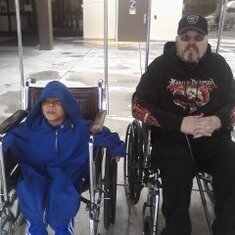 Bob and Devin, our grandson. Devin didn't want grampa to be the only one in a wheelchair