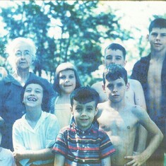 Grandma Blanton and the cousins 1961
