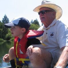 Canoeing with grandson, Ben, in on the Deschutes River
