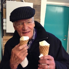 The man loved his ice cream. 