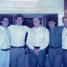 Bob with 1988-89 Med. Chief Residents, Bob Farese, Jeffrey Miller, Jeff Matous, and David Ratcliff.