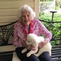 Grandma and a beautiful dog.