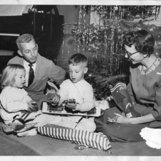 1956 Christmas Morning -Bob, Phyllis, Jeff and Celeste