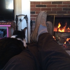 Daddy Cat & FeFe enjoying the fire 
