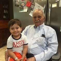 October 2015. Picture here with his grandson, Isaac Perez