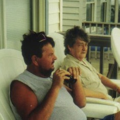 This is a picture of my mom  and Roger at Holden beach 