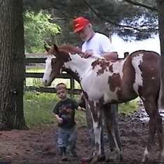 Dad and David with foal Jessie 