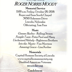 Roger Norris Moody: Memorial Service 2018