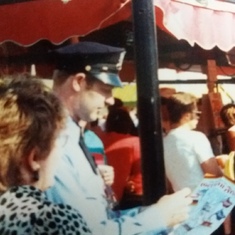 Helping people at German Fest '85.