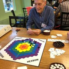 Rollie playing "Hexbow" in 2018 with the Spielmasons at Spielbound in Omaha, NE.