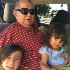 Lolo Romy looking cool with grandkids Nora and Sofia