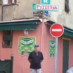 I forget what country we were in but we found Irish pizza.  