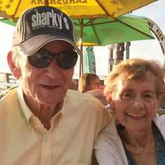 Dad and Mom at Sharky's on the Pier for dinner in May, 2015.