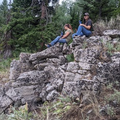Lynsi and Heidi on Ron's deer hunting rock