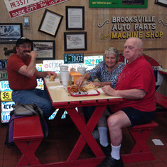 Steve, Denise, and Dad. eating at on of Dad's favorite places to eat.