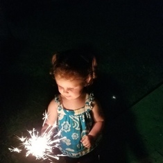 Your great granddaughter enjoying fireworks as you did.
