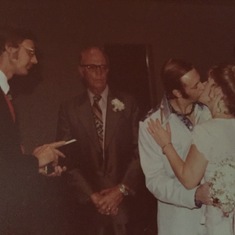 Vickie and Ron's wedding, February 19, 1977 with best man, Henry Sonheim