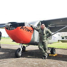 Dad during his champagne flight last August 2019