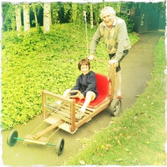 The famous Billy Cart taking Omkara ( Sarah's son for a ride)