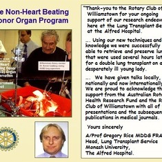 Ronnie and the Non Beating Heart Transplant Project at the Alfred Hospital.