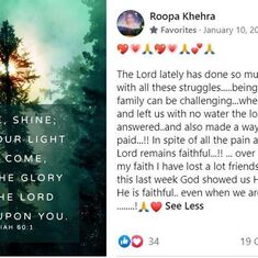 "In spite of all the pain and hardships, The Lord remains faithful", was always Roopa's heart