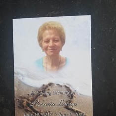 Mom's memorial card. Rip momma not a day goes by where we don't miss you 