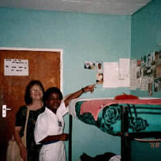 Mom in the dorm with one of her many daughters