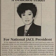 1986: Rose Ochi for JACL president campaign ad in the Pacific Citizen