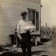 1919. Rosemary as an infant with her father, Justin R. Whiting. Toledo, Ohio.