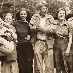 1940 circa.  Rosemary (center) with relatives; mother Doris Whiting, second from right.