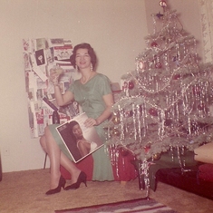 1965 circa. Christmas.  Rosemary at her home.  California.
