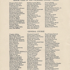 1936.  Rosemary's name listed in commencement program (Rosemary Whiting).  Thomas DeVilbiss High School, Toledo, Ohio.  Rosemary listed in "ACADEMIC" program in the school.