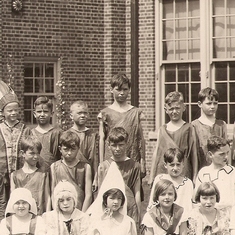 1928, June 7th.  Rosemary (1st row center in princess attire) as part of cast of "Day Before Yesterday" Operetta at the Robert Trombly Elementary School, Grosse Point, Michigan.