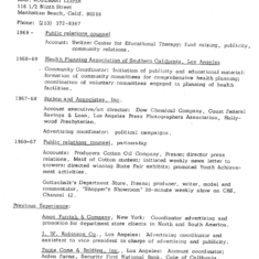 1969.  Resume written by Rosemary; after her divorce from Burt Leiper.  See Stories for work history summary.