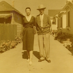 1955, summer.  Rosemary and her father-in-law, James B. Leiper,  Watsonville, California.