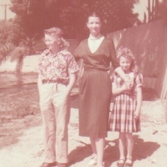 1955, summer.  Rosemary with her nephew, Norman King and niece, Diane King (by marriage to Burt Leiper).  Alameda, California.