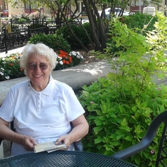 Rosemary was dining outside at the Esquire on a lovely day