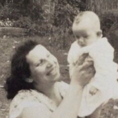 Grandma Baum holding Mom